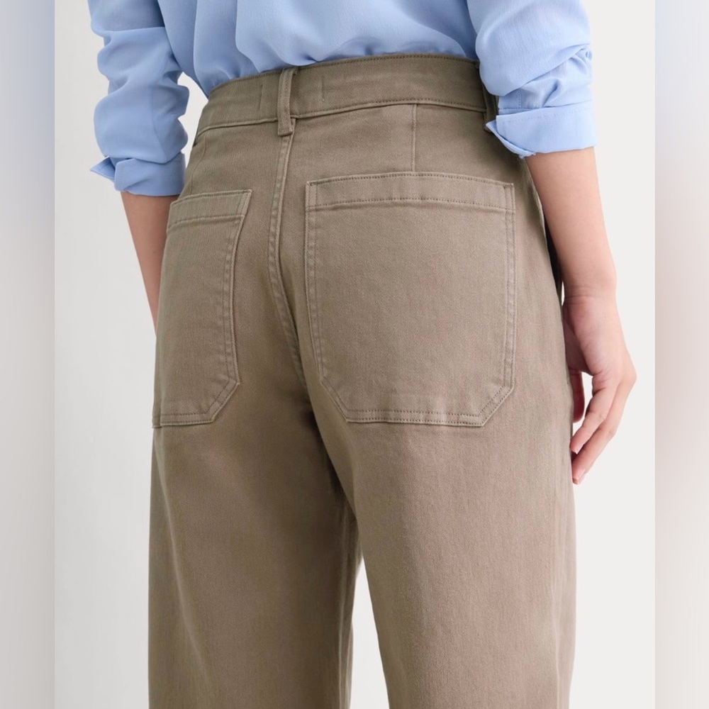 Everlane Cropped Wide Leg Utility Pants Cotton Classic Timeless Brown Ochre - Picture 2 of 8